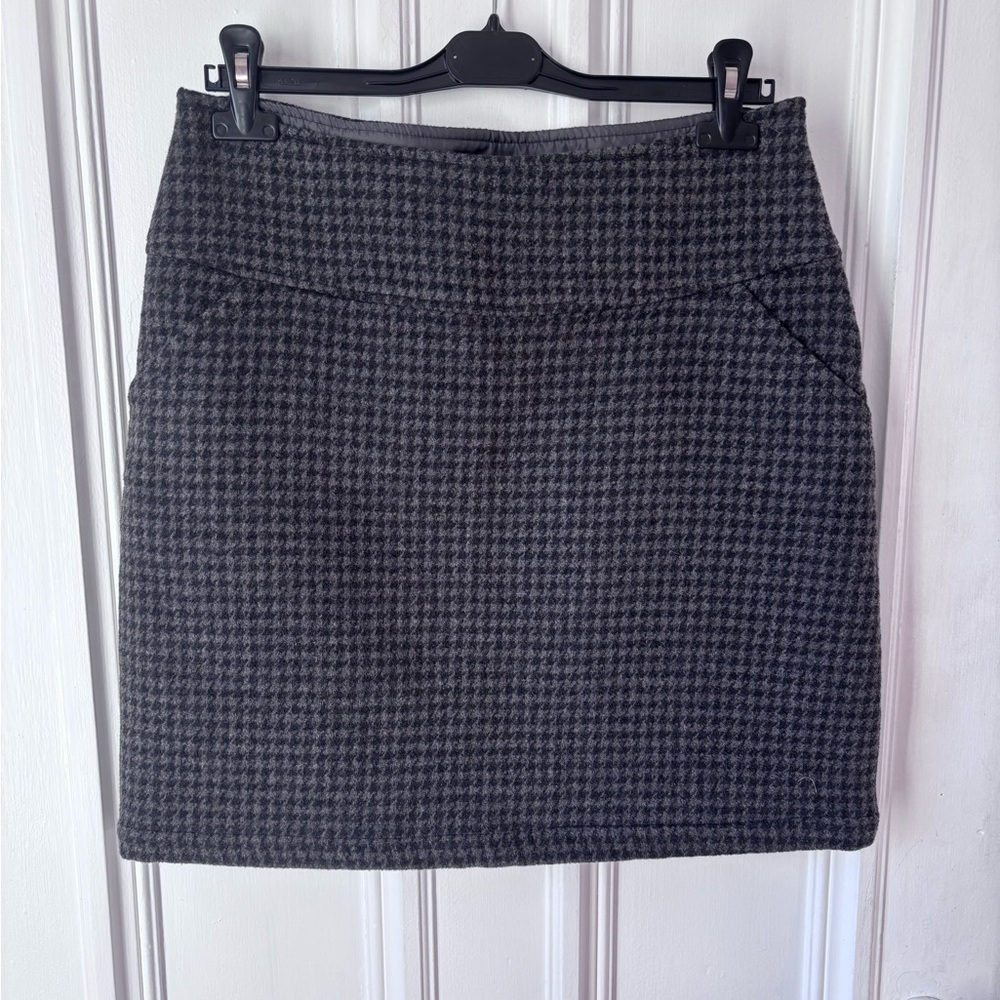 Women’s Aventura Wool Houndstooth Lined Mini Skirt Side Zip Size 8